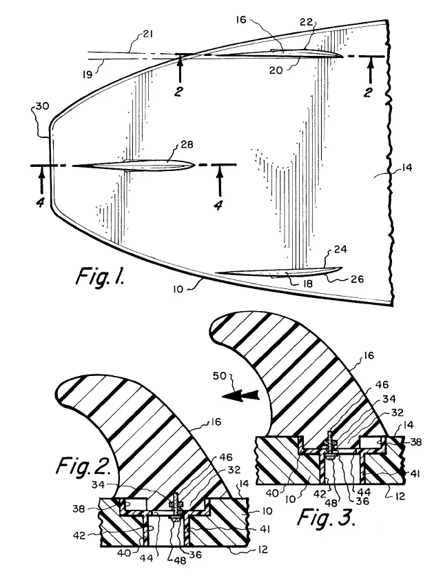Block surfboard fin mounting system