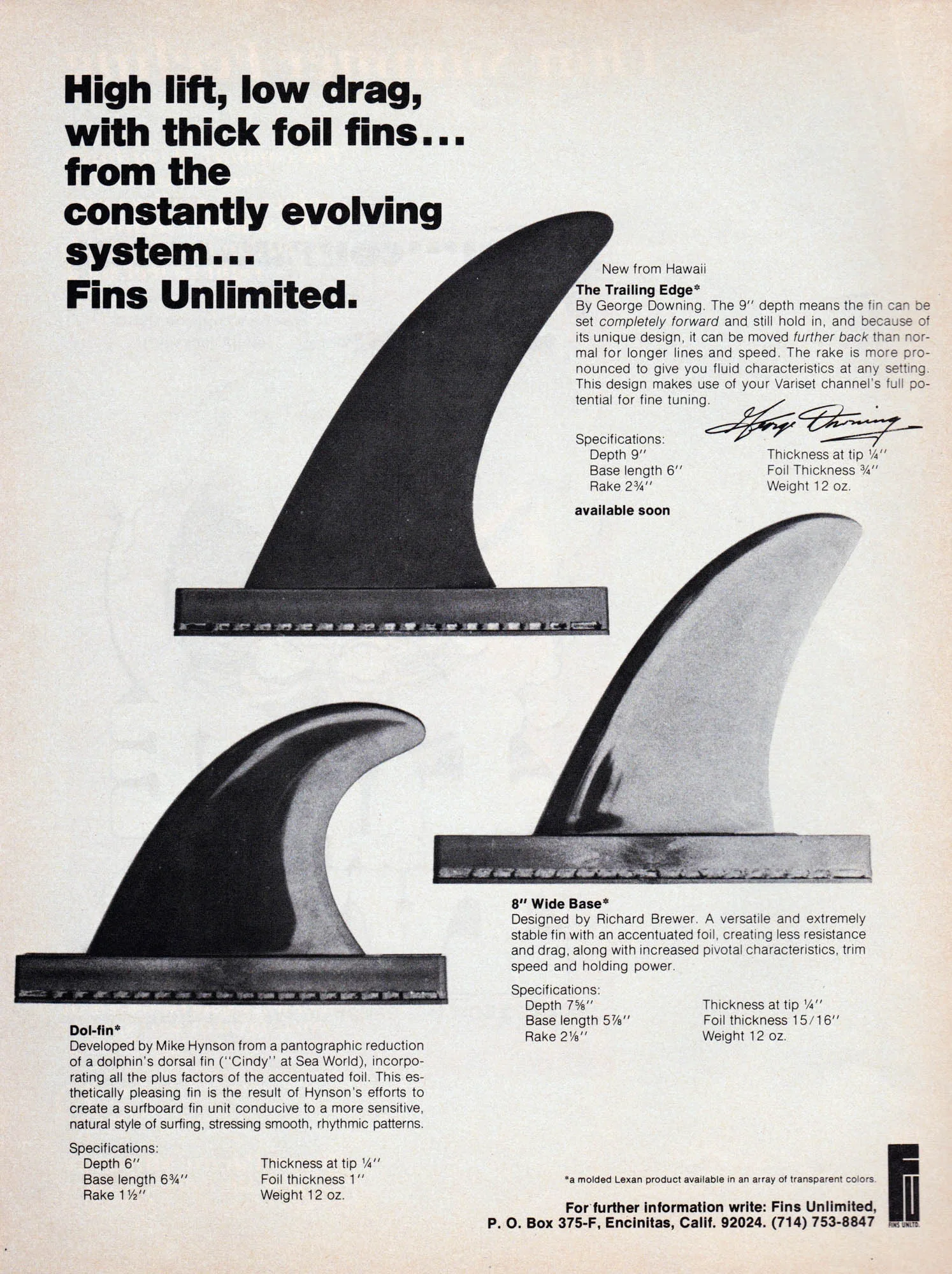 Vintage fin ad, 1974