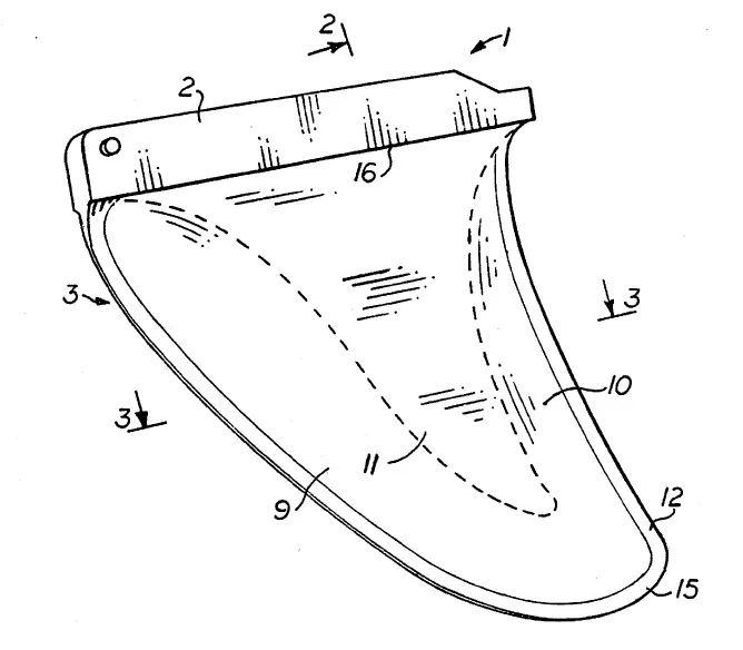 Lewis flexible surfboard fin