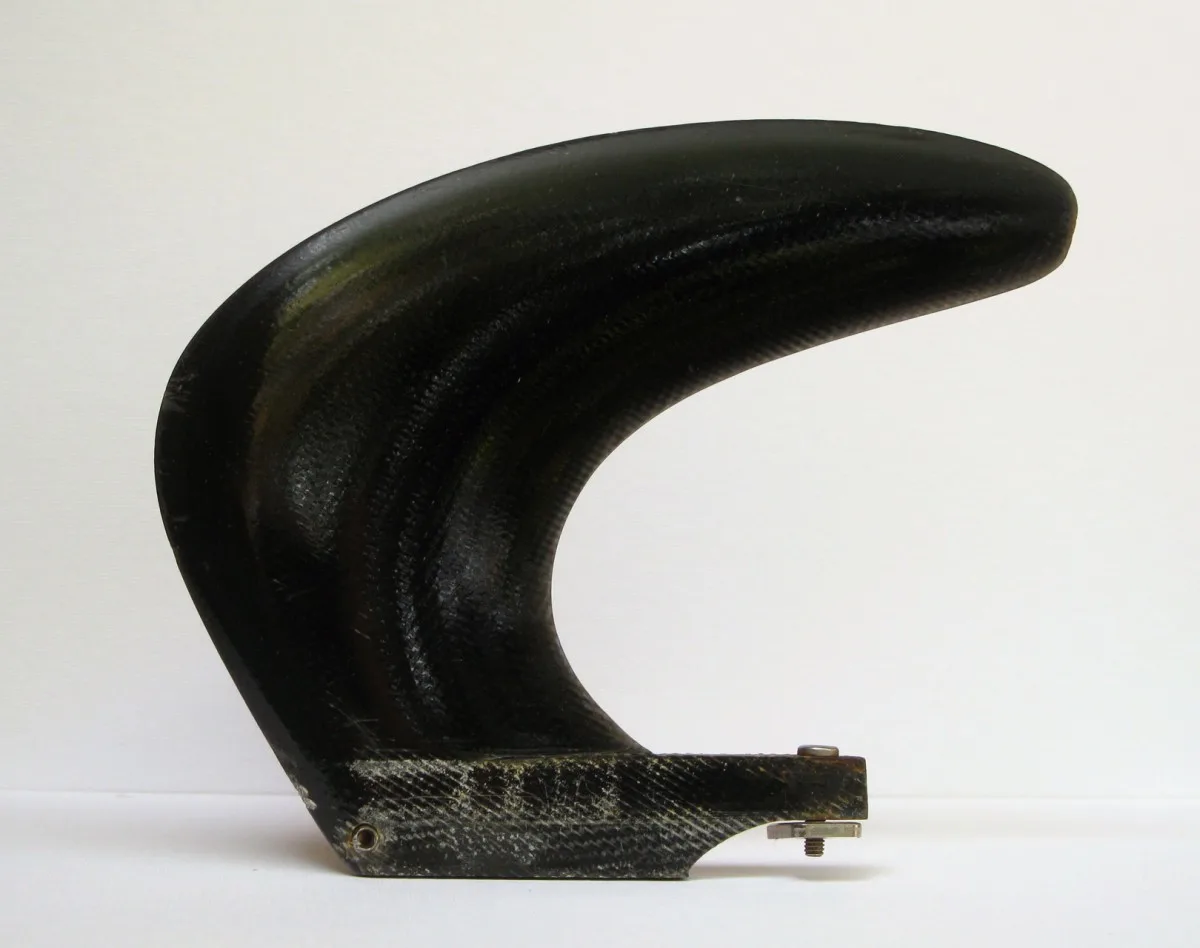 Fiberglass Boomerang fin, ex Jeff Alexander, James Jones