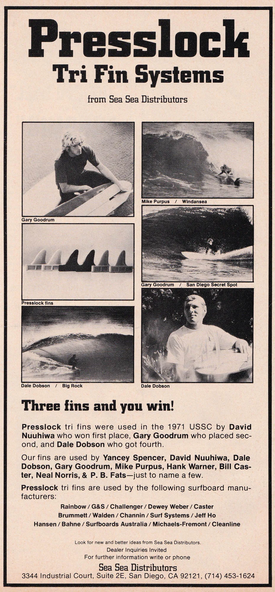 Vintage fin ad, 1972