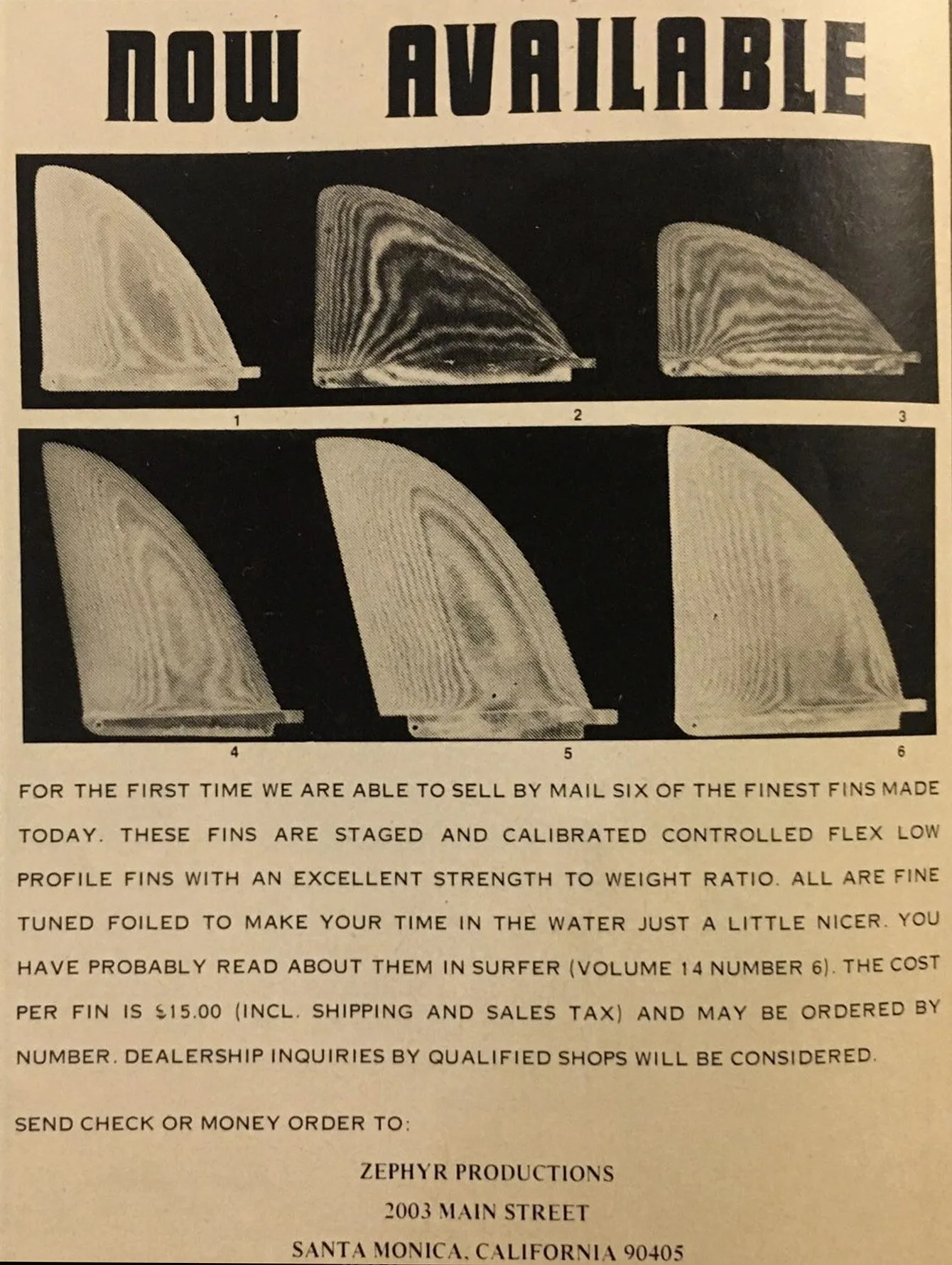 Zephyr Productions fins, 1974