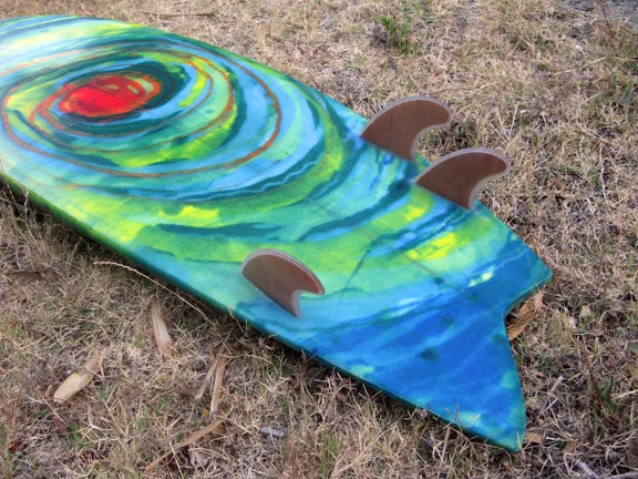 Merson asymmetrical, cedar glassed-on fins photo: Merson
